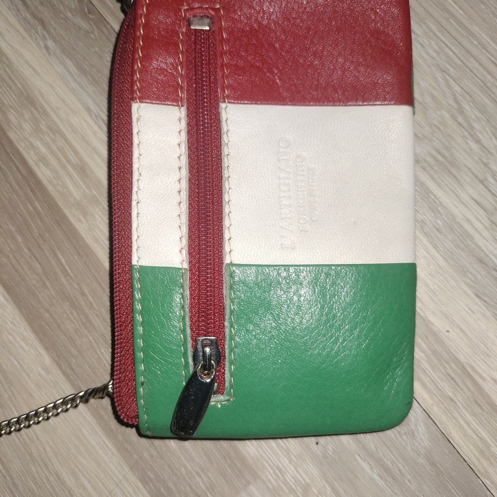 Red and White Leather Wallet with Structured Design